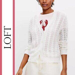 LOFT | Pointelle Knit V-Neck Cardigan
